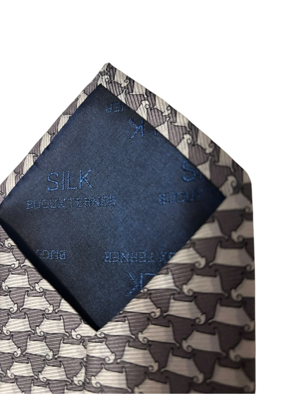 Bijoux Terner Silver and Gray Ram Pattern Men's Silk Tie